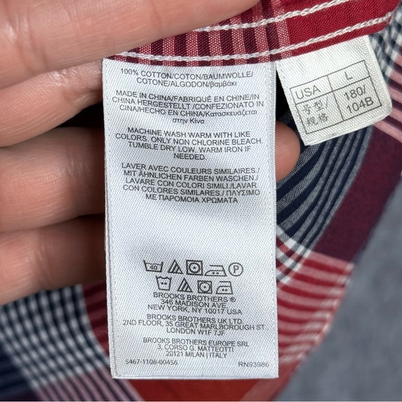 Brooks Brothers Men's Madison Fit Plaid Button-Down Short-sleeve Shirt- Sz L - Picture 7 of 7